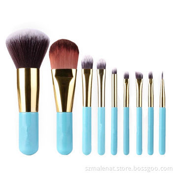 Sky Blue Makeup Brush set, Double Color Synthetic Hair, Suitable for Women Girls